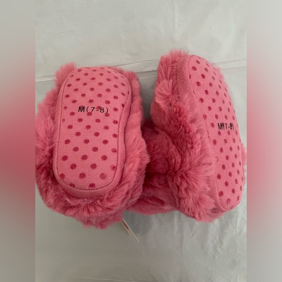 Cat & Jack girls toddler Dallas Fur Slippers Pink size M(7/8) NWT - Picture 3 of 5